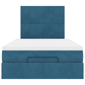 Struttura Letto Pouf con Materassi Blu Scuro 120x200 cm Velluto