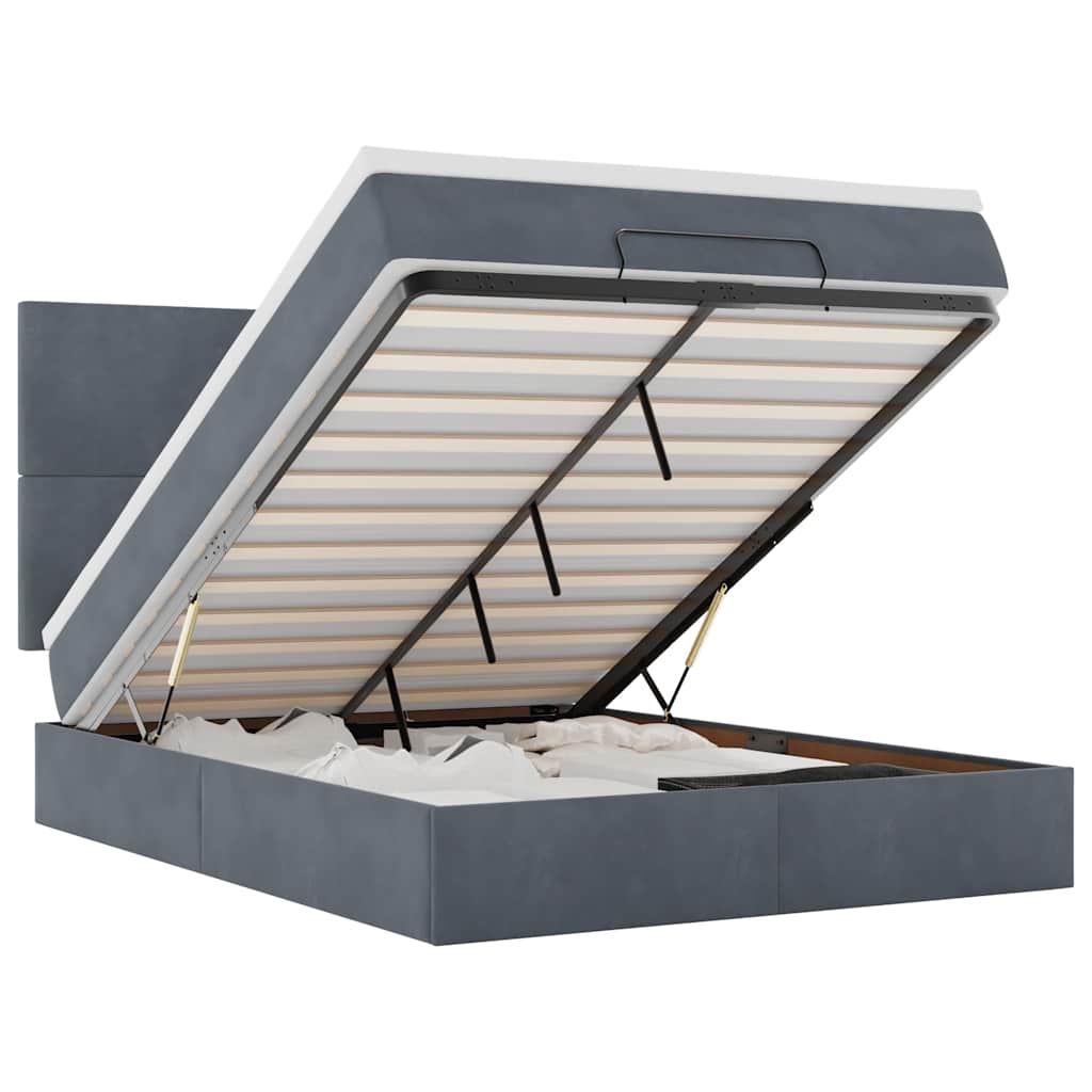 Struttura Letto Pouf con Materassi 140x190 cm Velluto 3314247