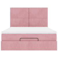 Struttura Letto Pouf con Materassi Rosa 140x200 cm in Velluto 3314257