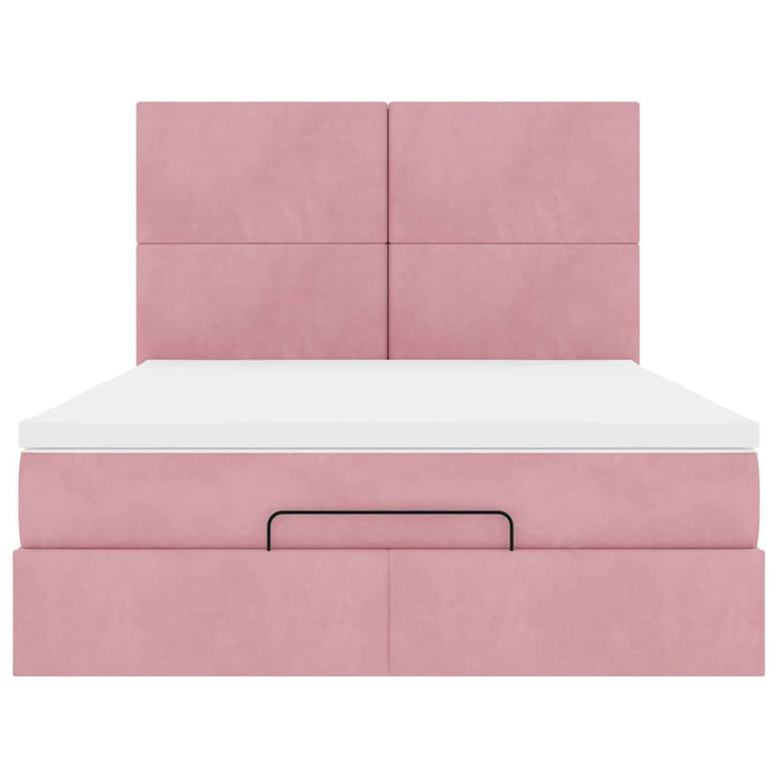vidaXL Struttura Letto Pouf con Materassi Rosa 140x200 cm in Velluto