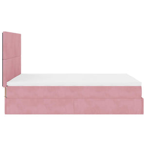 vidaXL Struttura Letto Pouf con Materassi Rosa 140x200 cm in Velluto