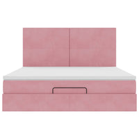 vidaXL Struttura Letto Pouf con Materassi Rosa 160x200 cm Velluto
