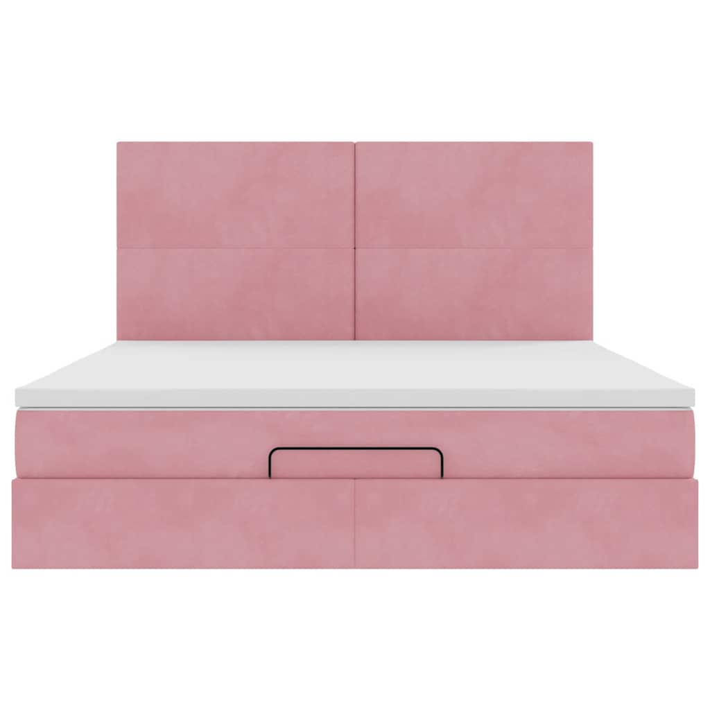 vidaXL Struttura Letto Pouf con Materassi Rosa 180x200 cm Velluto