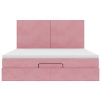 vidaXL Struttura Letto Pouf con Materassi Rosa 180x200 cm Velluto