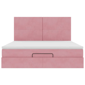 vidaXL Struttura Letto Pouf con Materassi Rosa 180x200 cm Velluto