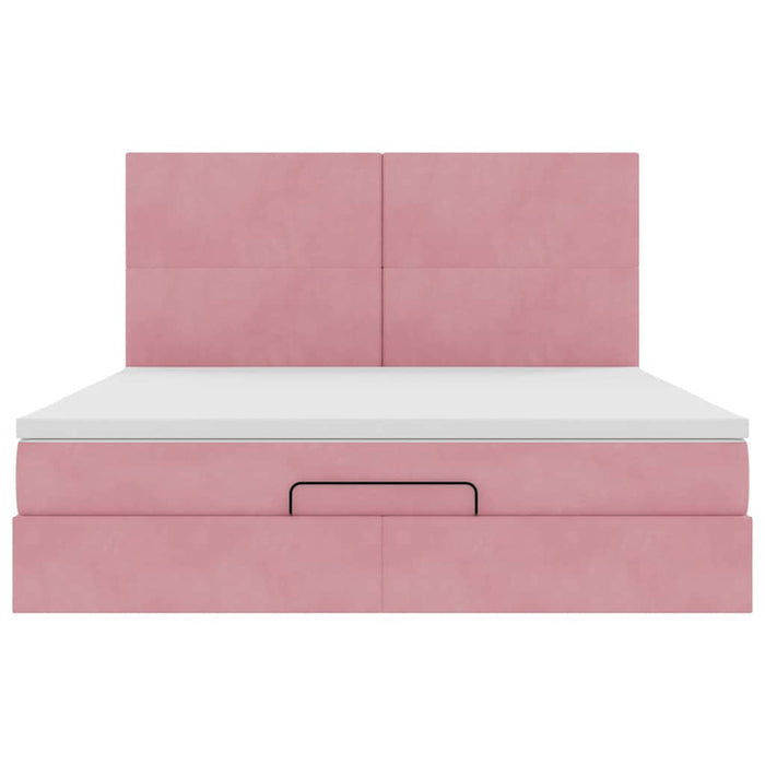 vidaXL Struttura Letto Pouf con Materassi Rosa 180x200 cm Velluto