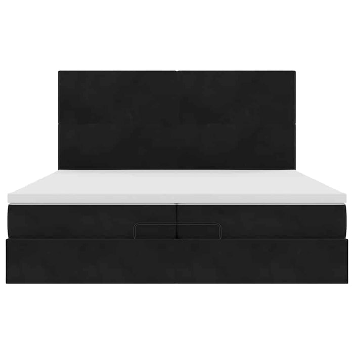 Struttura Letto Pouf con Materassi Nero 200x200 cm Velluto 3314272