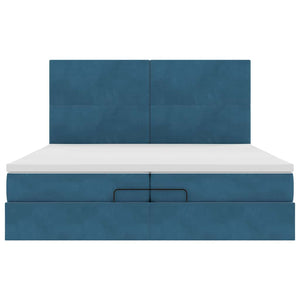 vidaXL Pouf Letto con Materassi e LED Blu Scuro 200x200cm Velluto