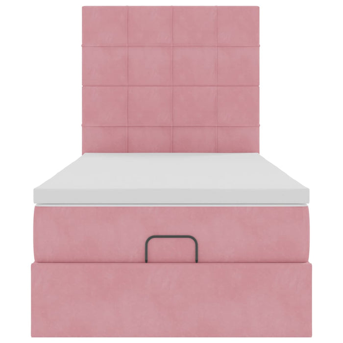 Struttura Letto Pouf con Materassi Rosa 80x200 cm Velluto 3314287