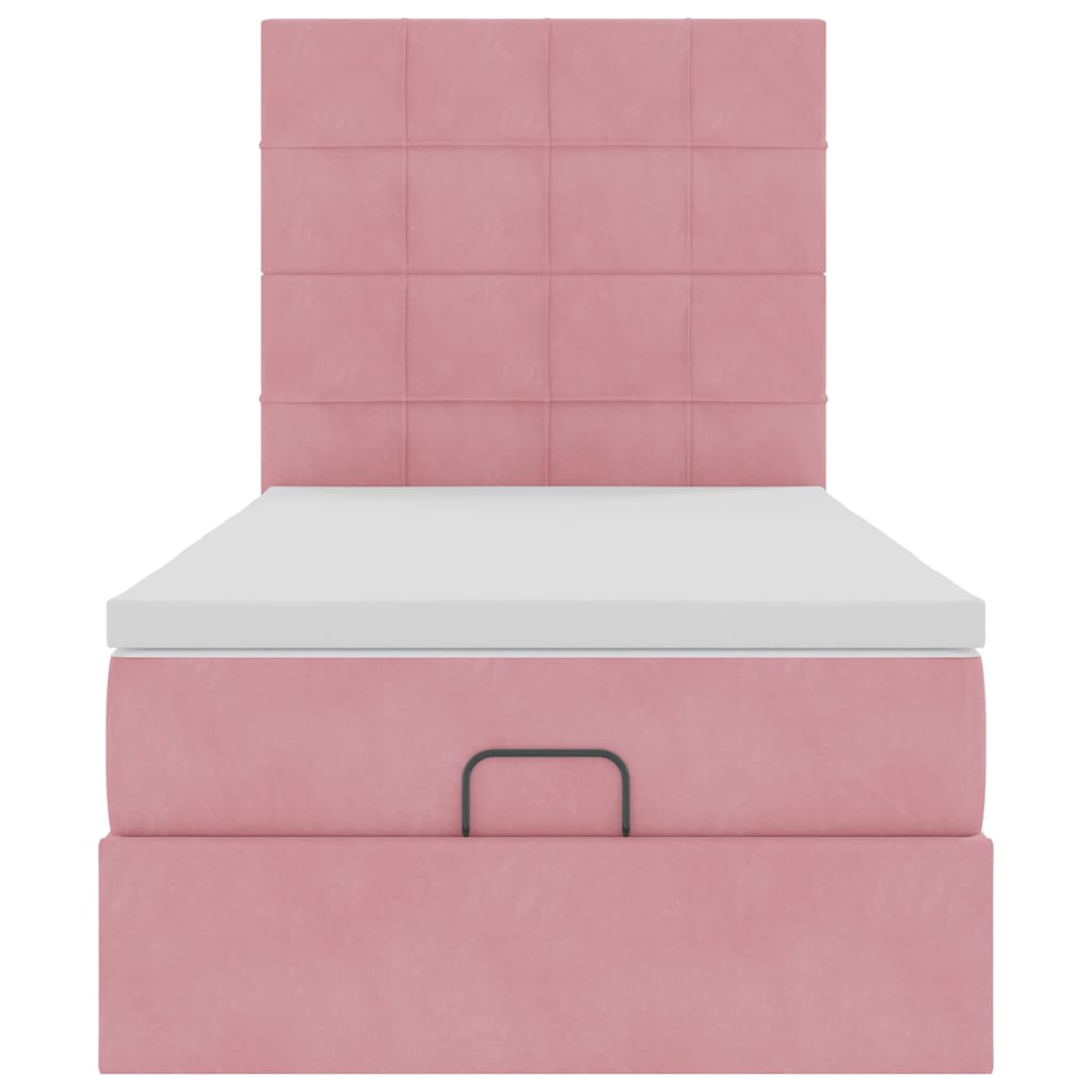 vidaXL Struttura Letto Pouf con Materassi Rosa 100x200 cm Velluto