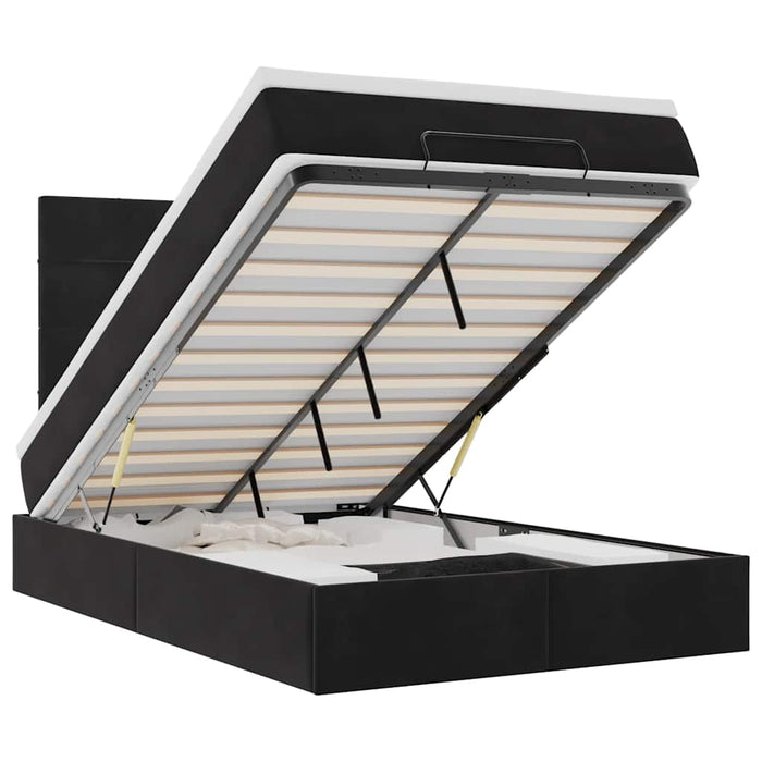 Struttura Letto Pouf con Materassi Nero 120x200 cm Velluto 3314314