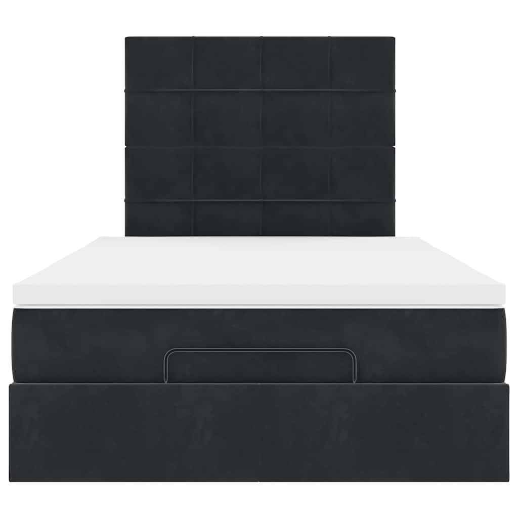 Struttura Letto Pouf con Materassi Nero 120x200 cm Velluto 3314314