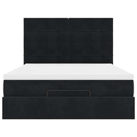 vidaXL Struttura Letto Pouf con Materassi Nero 140x200 cm in Velluto