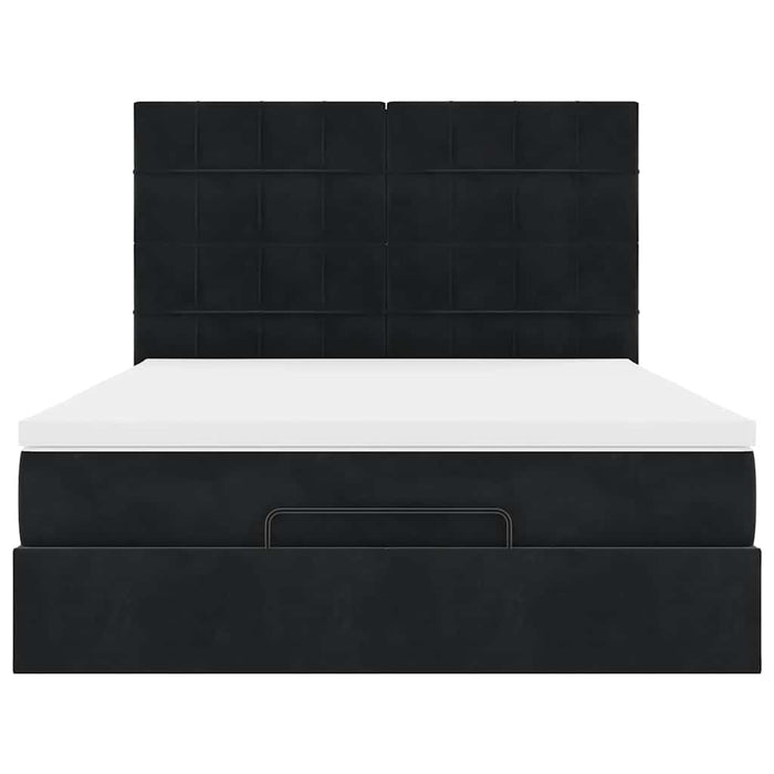 vidaXL Struttura Letto Pouf con Materassi Nero 140x200 cm in Velluto