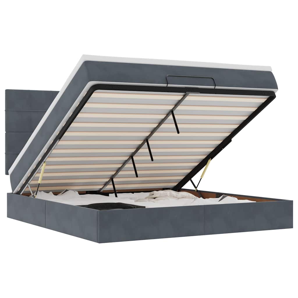 vidaXL Struttura Letto Pouf con Materassi 160x200 cm in Velluto