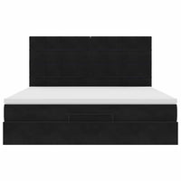 Struttura Letto Pouf con Materassi Nero 160x200 cm in Velluto 3314332