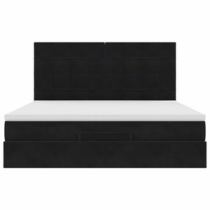 vidaXL Struttura Letto Pouf con Materassi Nero 160x200 cm in Velluto