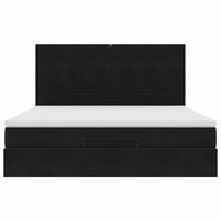 vidaXL Struttura Letto Pouf con Materassi Nero 180x200 cm in Velluto