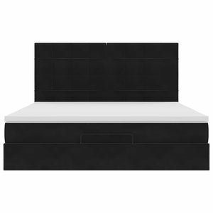 vidaXL Struttura Letto Pouf con Materassi Nero 180x200 cm in Velluto