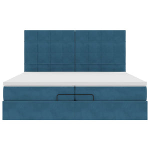 vidaXL Pouf Letto con Materassi e LED Blu Scuro 200x200cm Velluto