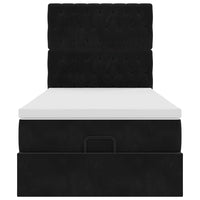 Struttura Letto Pouf con Materassi Nero 80x200 cm in Velluto 3314356