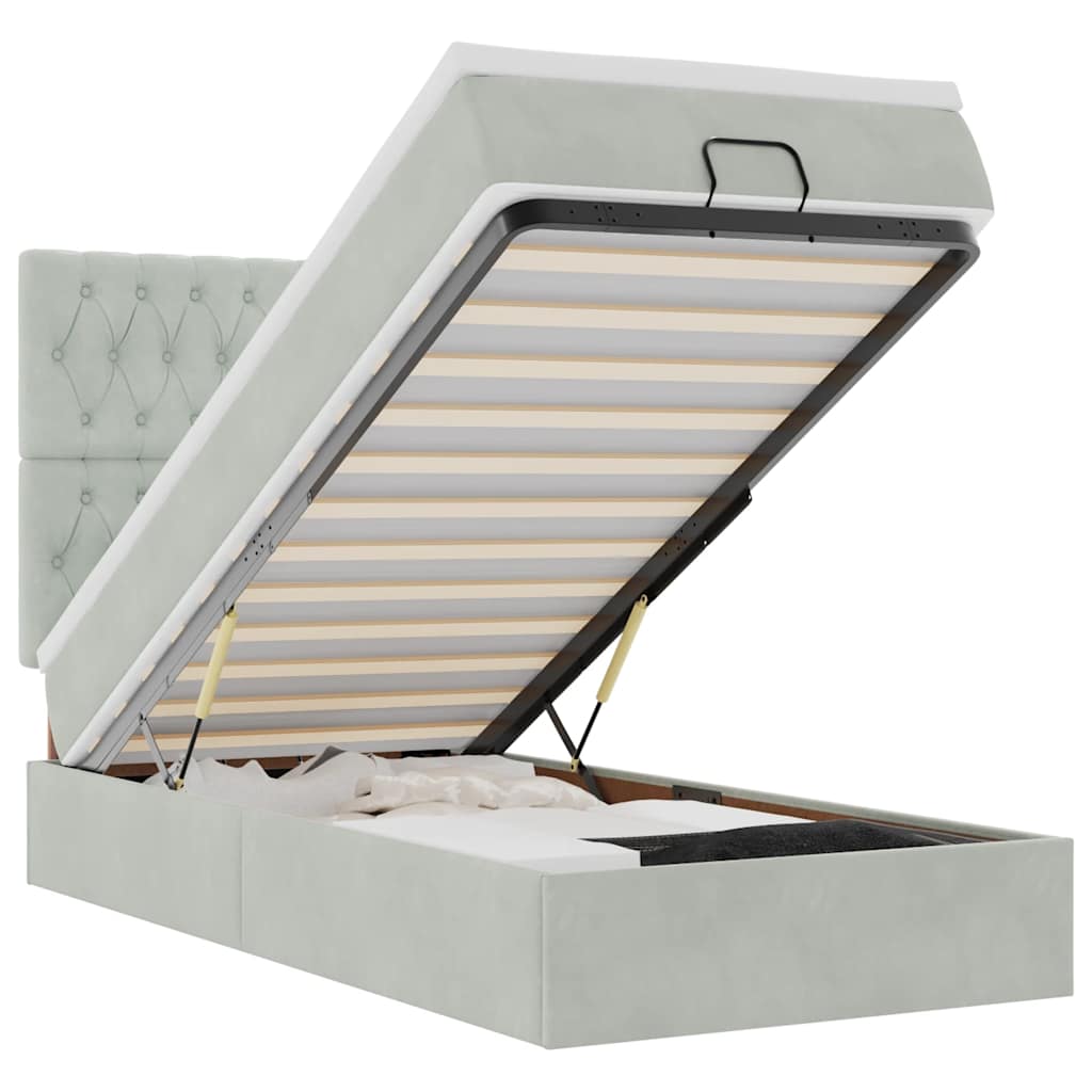 Struttura Letto Pouf con Materassi 90x190 cm in Velluto 3314360