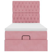Struttura Letto Pouf con Materassi Rosa 90x200 cm in Velluto 3314371