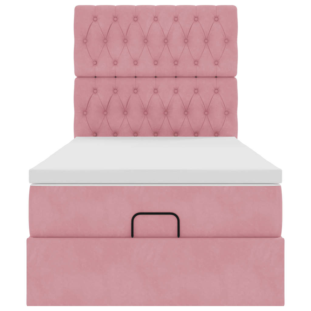 vidaXL Struttura Letto Pouf con Materassi Rosa 90x200 cm in Velluto