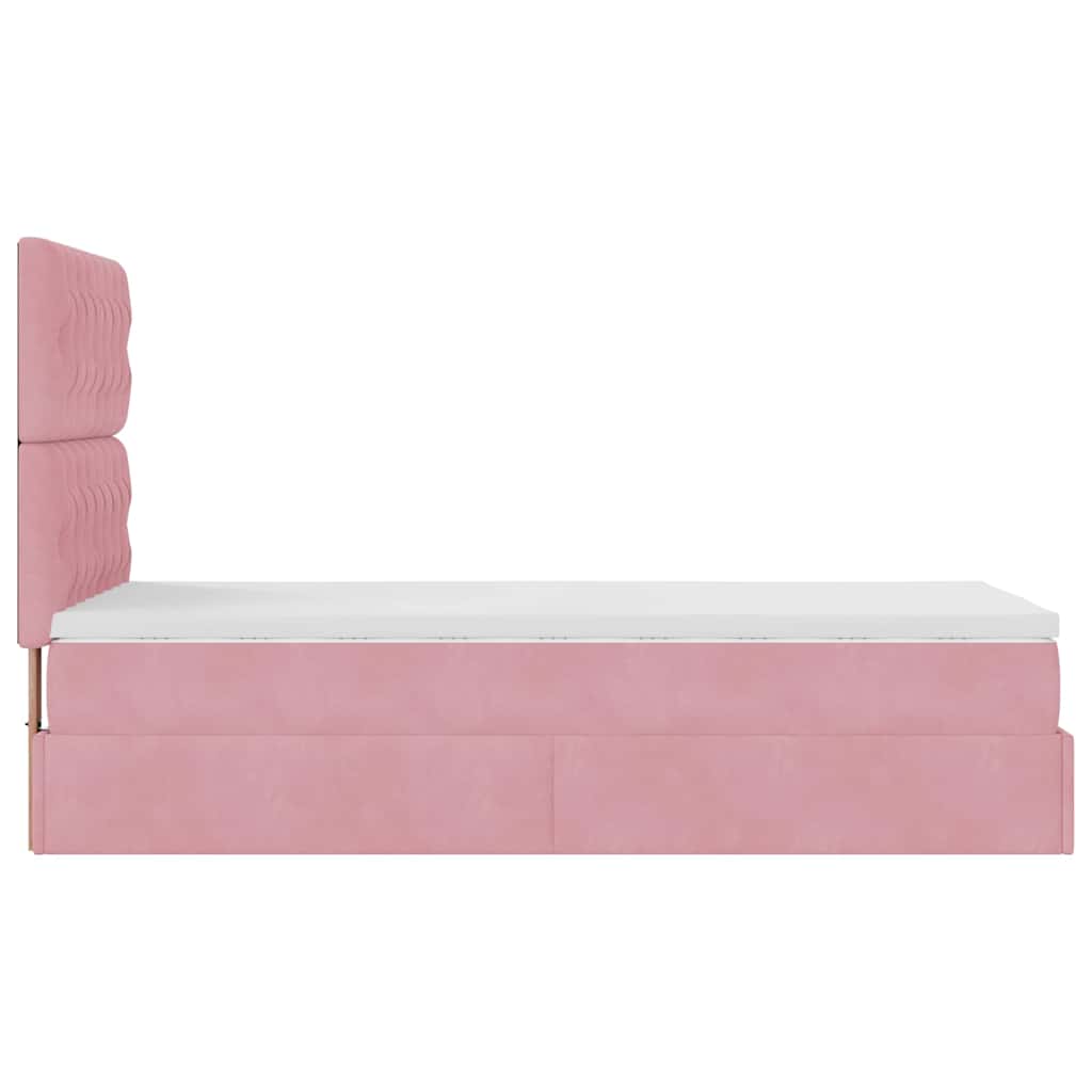 Struttura Letto Pouf con Materassi Rosa 90x200 cm in Velluto 3314371