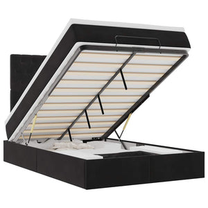 Struttura Letto Pouf con Materassi Nero 120x190 cm Velluto 3314380