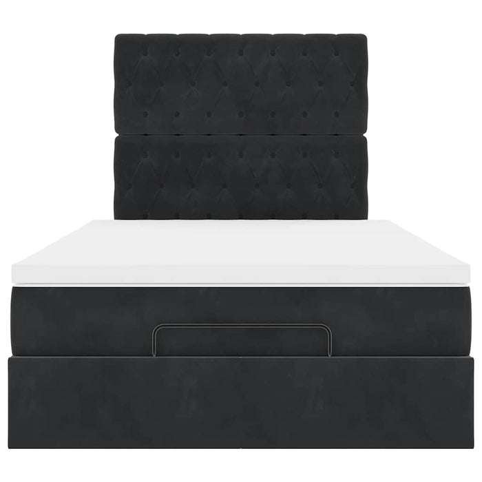 Struttura Letto Pouf con Materassi Nero 120x190 cm Velluto
