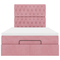 Struttura Letto Pouf con Materassi Rosa 120x190 cm Velluto