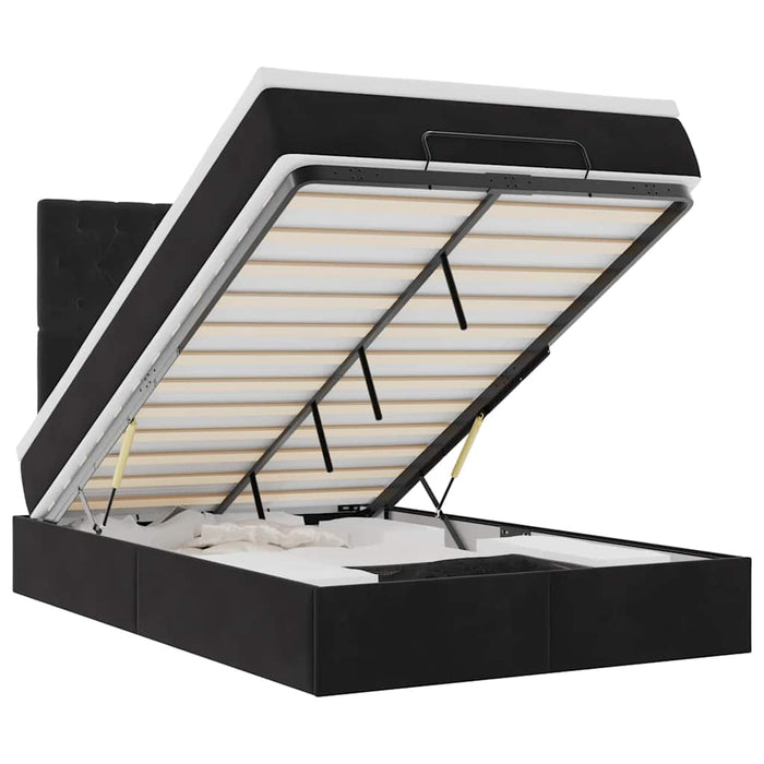 vidaXL Struttura Letto Pouf con Materassi Nero 120x200 cm Velluto