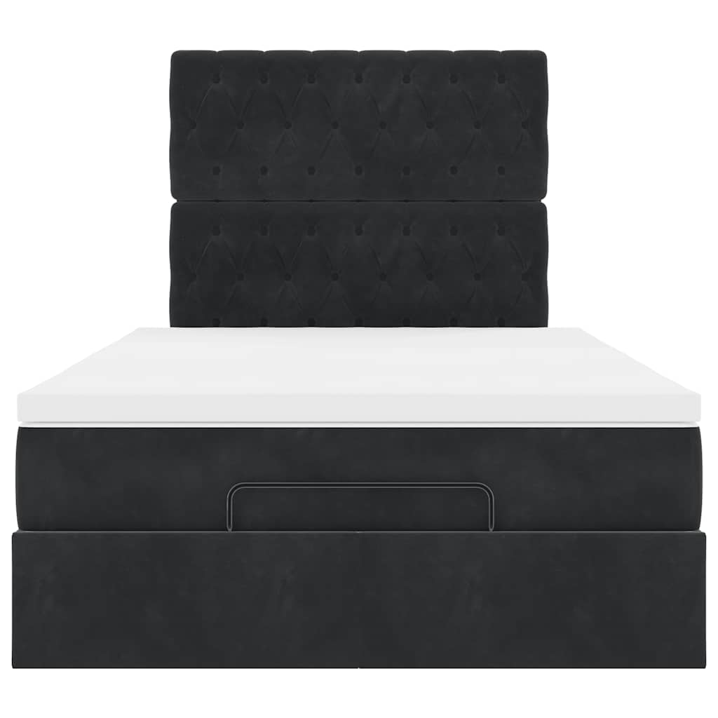 vidaXL Struttura Letto Pouf con Materassi Nero 120x200 cm Velluto
