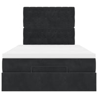 vidaXL Struttura Letto Pouf con Materassi Nero 120x200 cm Velluto