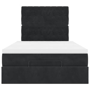 vidaXL Struttura Letto Pouf con Materassi Nero 120x200 cm Velluto