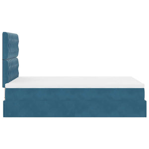 Struttura Letto Pouf con Materassi Blu Scuro 120x200 cm Velluto