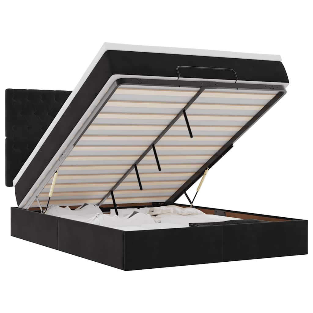 vidaXL Struttura Letto Pouf con Materassi Nero 140x190 cm in Velluto