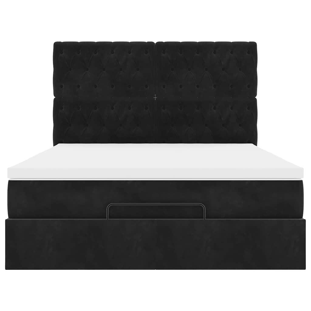 vidaXL Struttura Letto Pouf con Materassi Nero 140x190 cm in Velluto