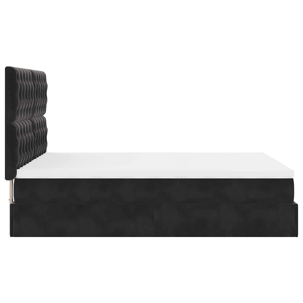 vidaXL Struttura Letto Pouf con Materassi Nero 140x190 cm in Velluto