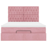 vidaXL Struttura Letto Pouf con Materassi Rosa 140x200 cm in Velluto