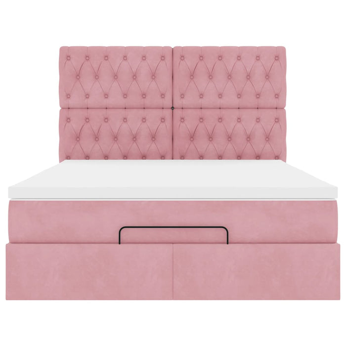 vidaXL Struttura Letto Pouf con Materassi Rosa 140x200 cm in Velluto