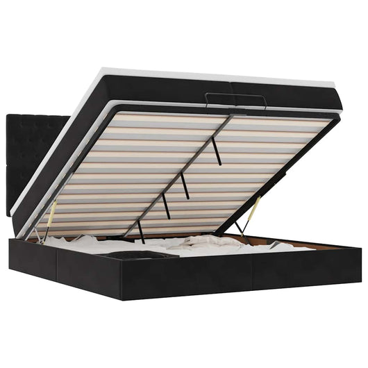 Struttura Letto Pouf con Materassi Nero 200x200 cm Velluto 3314416