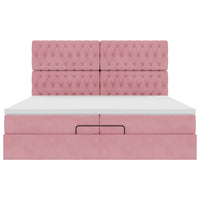 Struttura Letto Pouf con Materassi Rosa 200x200 cm Velluto