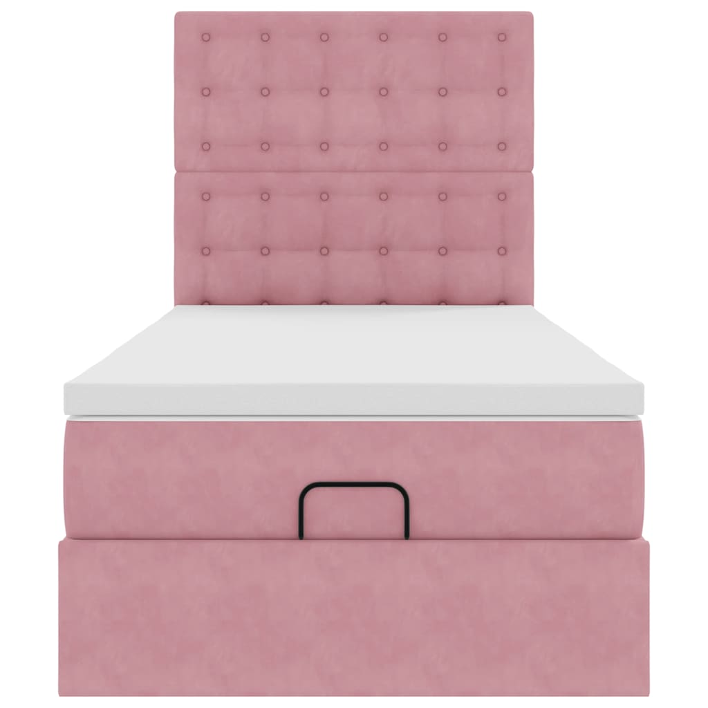 Struttura Letto Pouf con Materassi Rosa 80x200 cm Velluto 3314431