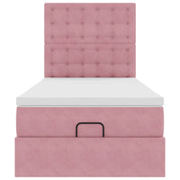 Struttura Letto Pouf con Materassi Rosa 80x200 cm Velluto 3314431