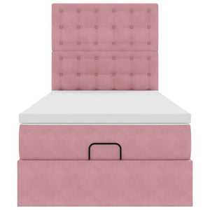 Struttura Letto Pouf con Materassi Rosa 80x200 cm Velluto 3314431
