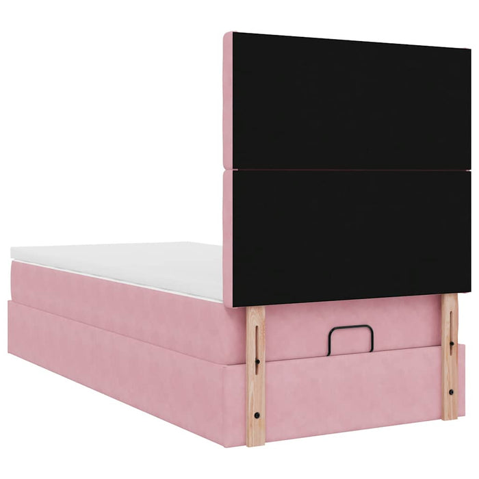 Struttura Letto Pouf con Materassi Rosa 80x200 cm Velluto 3314431