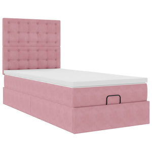 Struttura Letto Pouf con Materassi Rosa 90x190 cm in Velluto 3314437