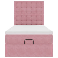 vidaXL Struttura Letto Pouf con Materassi Rosa 90x200 cm in Velluto